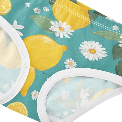 Wusikd Cute Lemons Girls' Underwear Cotton Daisies Turquoise Girls Briefs Soft Toddler Underwear 2T4