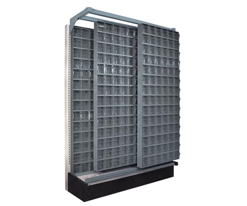 Quantum Storage Systems G-725569-56GY 364 Drawers Gondola Slider Systems Tip Out Bins Racks Part Organizer Gray 75" H x 48" W x 19" D