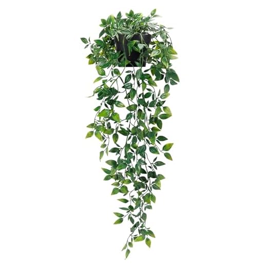 Whonline Artificial Hanging Plants Small Fake Potted Plants, Faux Plants for Indoor Outdoor Aesthetic Office Living Room Shelf Decor (1 Pack)