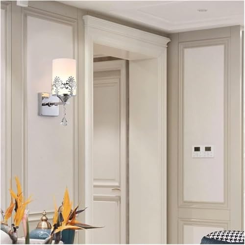 Aplique de pared cromado con globo de cristal para decoración de interiores 4