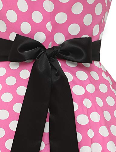 Dressystar Vintage Polka Dot Retro Cocktail Prom Dresses 50'S 60'S Rockabilly Bandage Pink White Dot M #TOP6