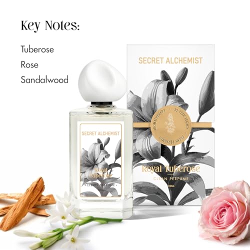Image of Secret Alchemist Royal Tuberose Parfum 100ml | Clean, Long-Lasting 25% Concentration Floral Perfume for Women | Indian Tuberose, Rose & Australian Sandalwood | Luxury Gift for Women, Day & Night Wear, 1000 Spritz