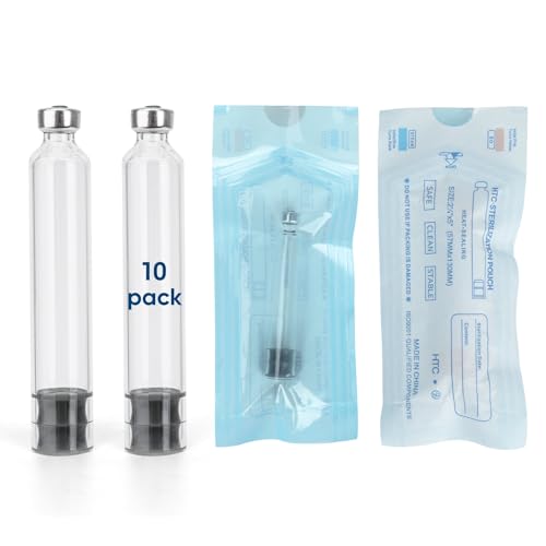 10 Pack 3ml Cartridges for V1 & V2 3cc Empty Glass Cartridge with 11mm Long Stopper Individually Wrapped Leak-Proof Airtight Design.