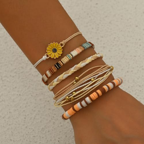 Image of Beach Summer Ankle Bracelet for Women Handmade Braided Adjustable String Anklets Waterproof Surfer Bracelet