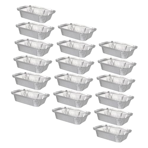 Sosoport 20 Piezas Unidades Bandejas Desechables para Hornear Aluminio Cuadradas Resistentes Altas Temperaturas Bandejas para Pasteles Asar Barbacoa Picnics Fiestas