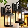 SNRU Dusk to Dawn Outdoor Wall Sconce Lights Exterior 2-Pack, 15" Waterproof Black Exterior Lighting Fixtures, Retro Porch Lights Outdoor Garage Lighting Wall Mount Coach Lights for House Garage