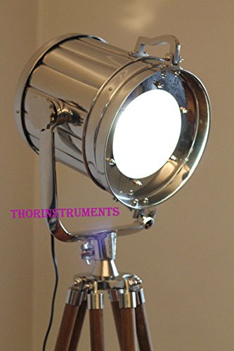 Amazon.co.jp: Designerクロムヴィンテージ工業三脚フロアランプ