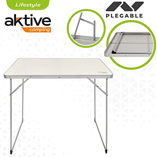 Table portable robuste en acier Aktive 52867 blanche