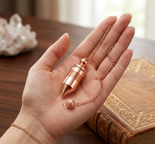 Image of Bullet Cone Openable Copper Pendulum for Reiki Healing, Dowsing & Chakra Balancing - Divination & Meditation Tool for Energy Cleansing
