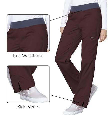 Image of Cherokee Women Scrub Pant with Straight Leg Pull-on Pant Medical Bottom with 4 Pocket & 2-Way Stretch Fabric - WW110
