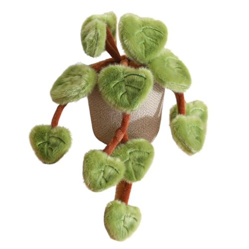 TROYSINC Plüschpflanze Kletterpflanze Kuscheltier, Weiches Kuschelpflanze Plüschtier Deko, Niedliche Herzblatt Pflanze Plüschtier für Wohnzimmer & Geschenk (Dunkelgrü)