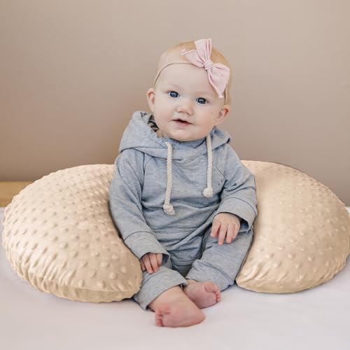 Image of Konssy 2 Pack Nursing Pillow Covers, Soft and Comfortable Nursing Cover for Breastfeeding Pillows, Pillow Slipcover for Baby Girls Boys Newborn(Khaki, Flourish)