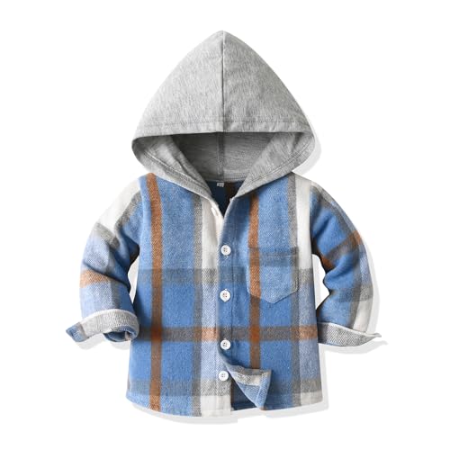 Image of Yanmucy 2PCS Little Toddler Boys Sweatsuit Cotton Plaid Hoodies Shirt Tops + Pants Kids Spring Fall Winter Clothing Set