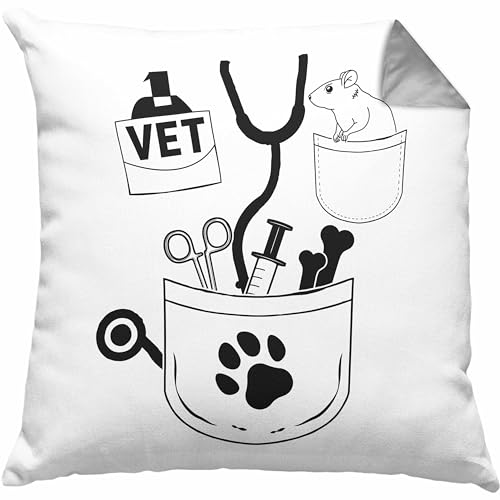 Trendation Tierarzt Kissen mit F&uuml;llung 40x40 Geschenk f&uuml;r Tier&auml;rztin Geschenkidee Lustiger Spruch (Grau)