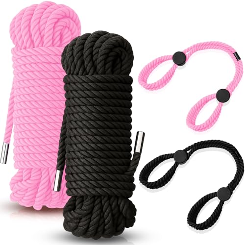 Image of Tisancy 4 Pcs Multifunctional Craft Cord Kit with 2 Soft Silk Macrame Cords and 2 Adjustable Nylon Bracelets, 32.81 ft Twisted Trim Cord for DIY Crafts and Home Decoration(Black, Pink)