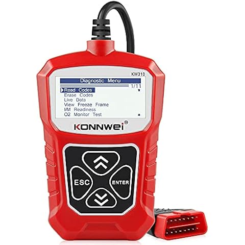 KONNWEI KW310 OBD2 Scanner Full OBDII Functions 10 Modes Automotive Engine Fault Code Reader Scan Tool for All 1996 and Newer Cars (Red) Cover