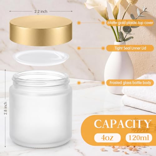 Image of Norme 48 Pcs 4 oz Glass Jars with Lids Cosmetic Jars, Frosted Clear, Gold