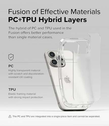 Image of Ringke Fusion Matte Compatible with iPhone 16 Pro Max Case Cover Anti Fingerprint Hard Back Soft Flexible TPU Bumper Scratch Resistant Natural Form iPhone 16 Pro Max Back Cover - Matte Clear