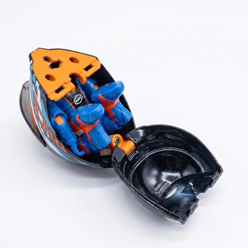 Image of Questsole 2-in-1 Die-Cast Helmet Transformer - Metal Racing Helmet to Poseable Biker Action Figure, Desk Collectible & Showpiece for MotoGP F1 Bike Lovers, Gift for Men & Boys - Blue