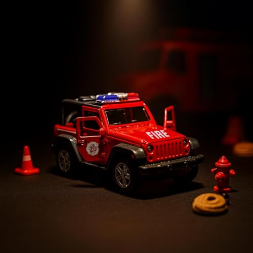 Image of Amisha Gift Gallery Diecast Jeep Open Thar Fire Ambulance Toy Car for Kids | 1:36 Scale Model, Metal, Pull Back, Sports Car, Boys