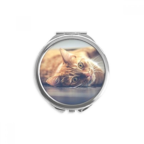 Miroir de poche chat jaune pour retouches maquillage rapides au quotidien