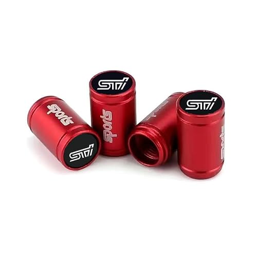 STI スバル 車用 エアーバルブキャップ エアバルブ タイヤ エア キャップ ロゴ フィット タイヤ エア キャップ ロゴ タイヤ エア キャップ ロゴ ホイールキャップ 自転車用のダストキャップ 車 バイク 4個組セット 黒 赤 青
