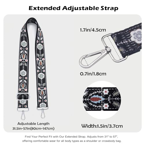 KJMYYXGS Crossbody Nylon Bags for Women Lightweight Cross Body Travel Bag with Adjustable Guitar Strap Multi Pocket Purse4