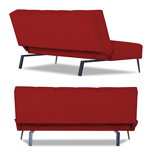 Image of Adorn India Xander 3 Seater Sofa Cum Bed (Red) (3 Year Warranty)
