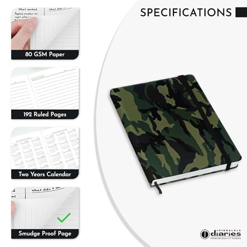 Image of Jhingalala Diaries - Hardbound Leather Cover Pocket Size Corporate Executive Diary Notebook I Pocket Diary For Men and Women I A6 Size I 80gsm Paper I 192 Ruled Pages (Military)