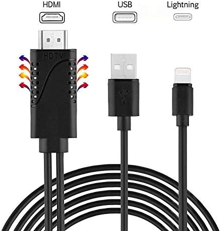 Compatible with iPhone to HDMI Cable, Acode 6.5ft iPhone to HDMI Adapter Cable, Digital AV Adapter Connector Cord for iPhone X/8/7//6/5s Plus/iPad/ iPod, Plug and Play