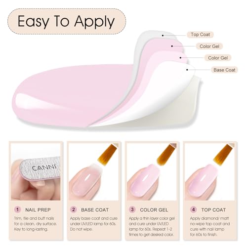 Image of CANNI 9ml Soft Peach Pink Gel Nail Polish, High Gloss UV LED Soak Off Gel