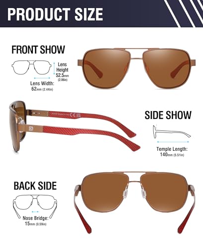 Image of DUCO Aviator Sunglasses for Men Women Carbon Fiber Polarized Sunglasses Men UV Protection for Driving Golf Fishing 3051