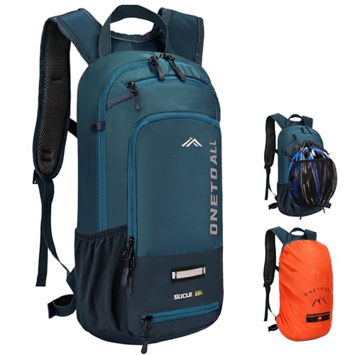 LOCAL LION Mochila Ciclismo 10L con Funda Impermeable y Funda para Casco, Mochila de Hidratacion MTB para Hombres y Mujeres, Mochila Montaña Pequeña Adecuado para Running, Esquí y Bicicleta