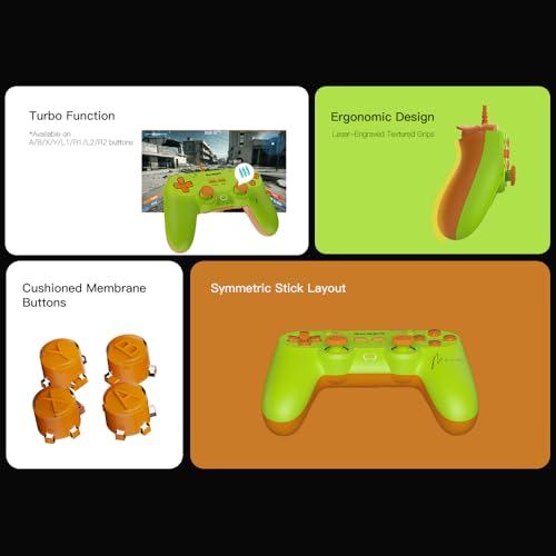 Image of GameSir Tegenaria Lite Wired Game Controller For Switch, Android, iOS, PC, Steam With Retro 90s Design, Hall Effect Sticks, 1000Hz Polling Rate, Dual Rumble Motors, Mappable Back Buttons, Ultra-Low Latency, Ergonomic Design -Mena