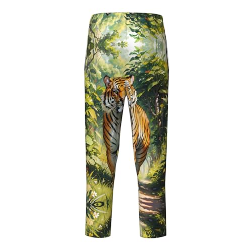 Pajama Pants Pajama Bottoms with Elastic Waistband Sleepwear Lounge Pants, Tiger Walking Jungle2