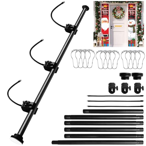 LUTTY Garland Hanger for Front Door Frame Adjustable 26.77-89.37 Heavy-Duty Door Wreath Hanger Holder for Christmas & Halloween Decorations Wreaths Lights No-Drill Damage-Free