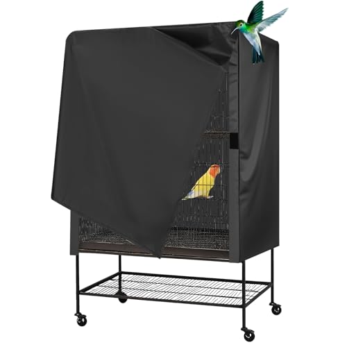 Image of Xthrotsenk Universal Bird Cage Cover 33 inchx23 inchx41 inch Large Good Night Black-Out Birdcage Cover Durable Bird Cage Covers for Parrot Parakeet(Black)
