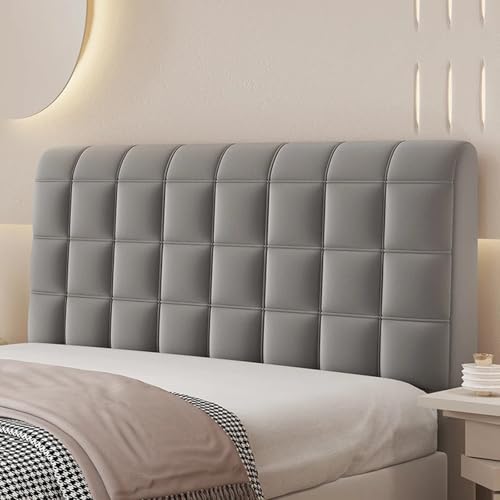 Cubierta cabecero de cama matrimonial/individual Fundas acolchada de terciopelo para cabecera Funda protectora para cabecero de cuero, madera, tapizado o hierro, decoración antipolvo(90x65cm,Gray2)