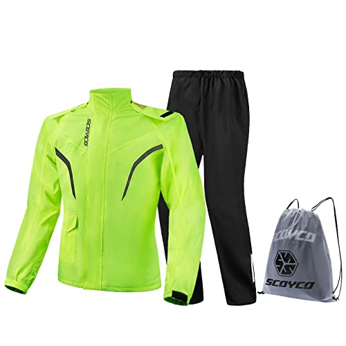Scoyco Motorrad-Regen-Anzug Reflektierende Arbeits-Regen-Jacke und Hose Herren Damen Alle Sport Bauernhof Fischen Motorradfahren