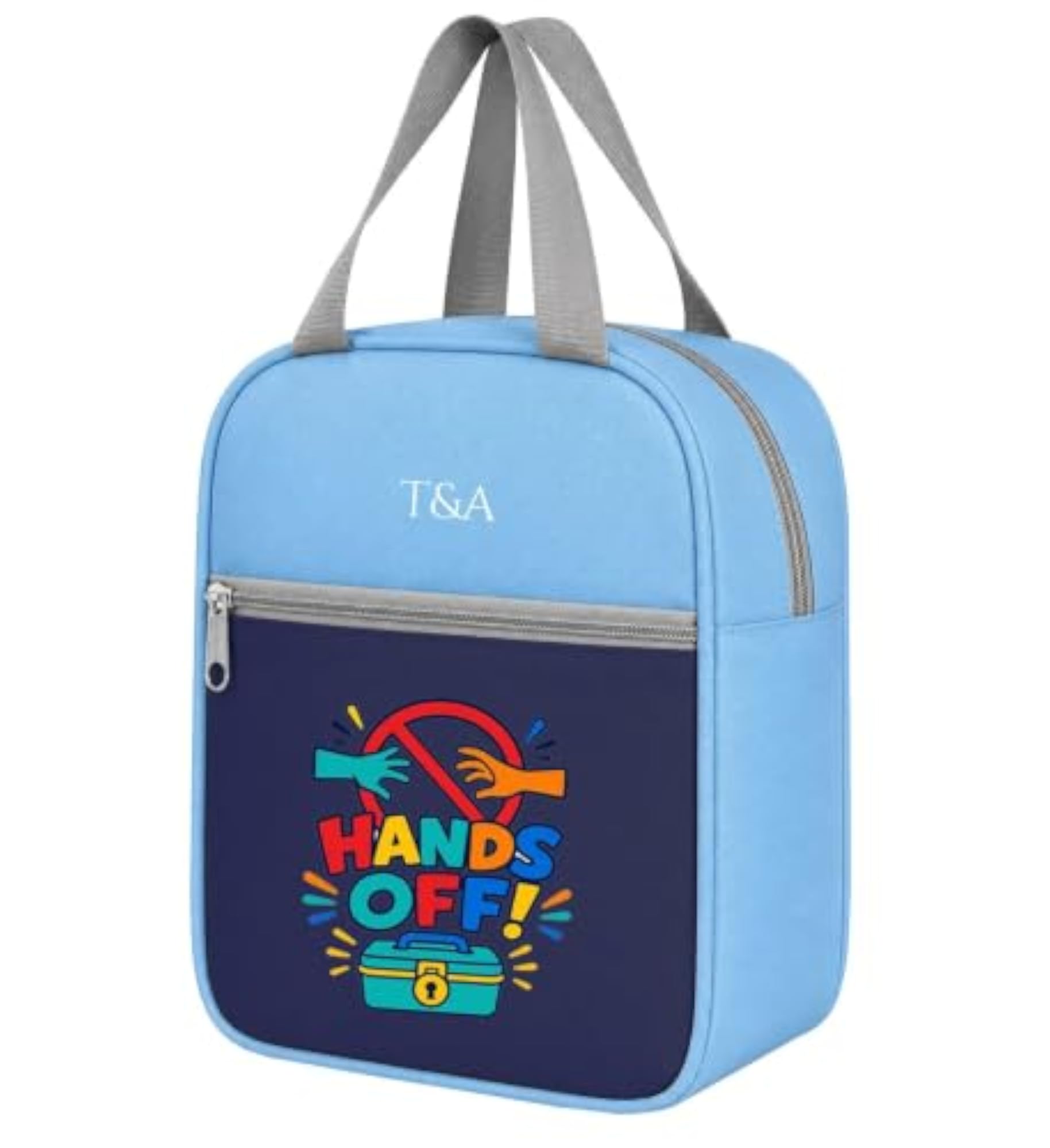 Portable Reusable Lunch Bag with Zipper Closure and Pocket