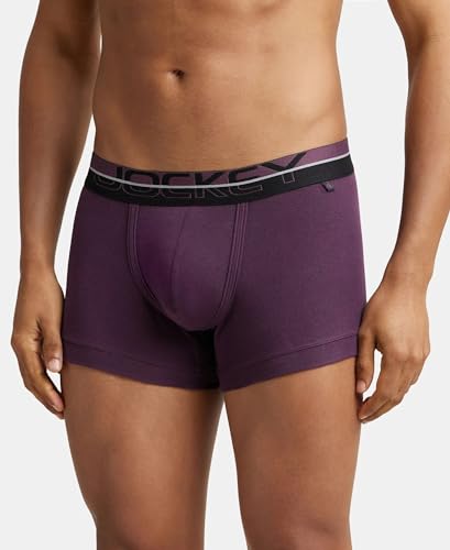 Image of Jockey FP03 Men Super Combed Cotton Rib Solid Trunk with Ultrasoft Waistband