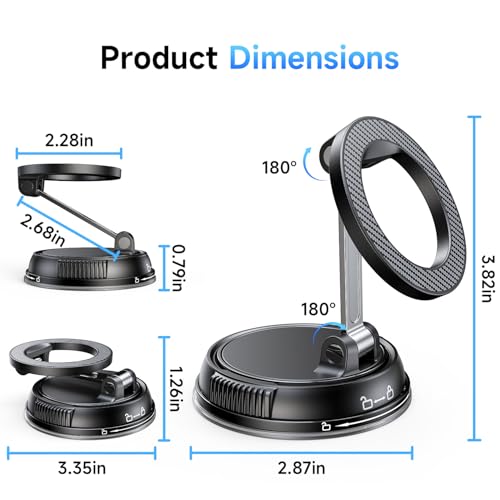 ANDERY RLX10 Magnetic Car Phone Mount with 2400gf Hold — view 8