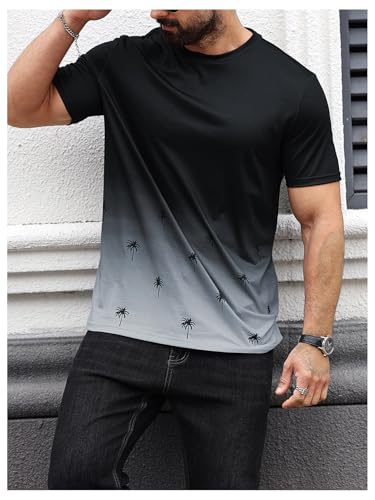 SOLY HUX Men's T Shirt Graphic Ombre Shirt Top Crew Neck Short Sleeve Tropical Print Casual Tees3