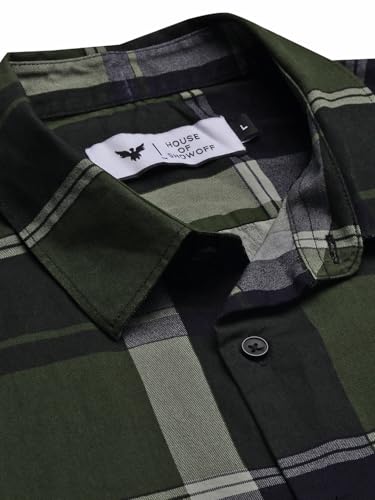 Image of SHOWOFFFF Men Check Print Casual Shirt | Spread Collar Full Sleeves Cotton Shirt for Mens | Slim Fit Regular Length Shirt for Men's