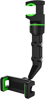 حامل موبايل لمراية صالون السيارة متعدد الوظائف وقابل للدوران 360 درجة، نظام تحديد المواقع GPS للسيارة قابل للتعديل والتعليق لجميع انواع الموبايل - من رنا ستور