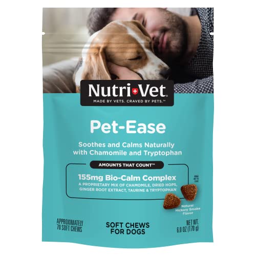 Nutri-Vet Pet-Ease Soft Chews for Dogs | Vet Formulated with Chamomile and Tryptophan to Soothe and Calm Dogs | Approximately 70 Chews