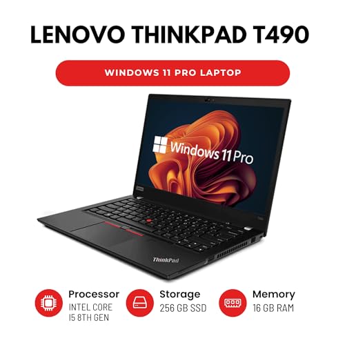 Lenovo ThinkPad T490 14" Laptop - Intel Core i5 8th Gen CPU - 16GB RAM - 256GB SSD - Windows 11 Pro (Renewed) - Image 3