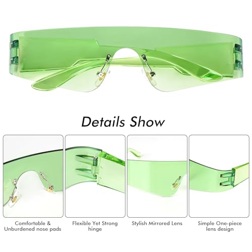St. Patrick's Day Glasses Wrap Around Sunglasses Women Men Y2K Trendy Rimless Costume Accessories Festival Rave Party4