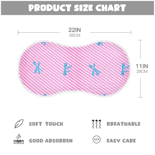 4 Pack Baby Burp Cloths, Soft Absorbent Burping Cloths for Babies, Cotton Milk Spit Up Rags, Large Size for Newborns, Baby Boys and Girls (Pink Stripe Bows)4