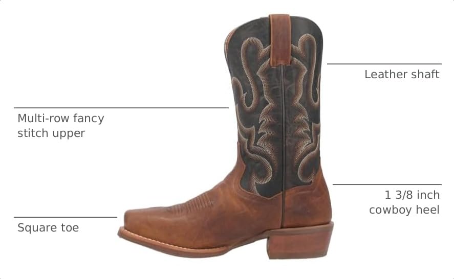 Image of Dan Post Mens Richland Embroidered Square Toe Pull On Casual Boots Mid Calf - Brown